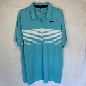 Nike Golf Men's Size XL Baby Blue Poly Quarter Button Sports Short Sleeve #0280